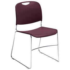 National Public Seating Compact Plastic Stack Chair with Chrome Frame - Wine, Model Number 8508