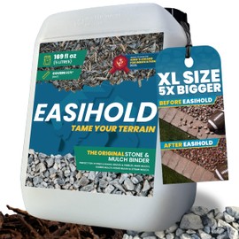 Easihold Rock Glue 1.3 Gallon – Gravel Binder for Pea Gravel & Stones. Long-Lasting Mulch Glue for Landscaping – Non-Toxic, Ready-to-Use Gravel Lockdown for Paths, Patios & Garden Borders