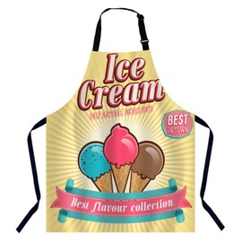 Xuwenz Vintage Ice Cream Apron Adjustable Neck Bib Apron for Men Women,Suitable for Kitchen Cooking Waitress Chef Apron