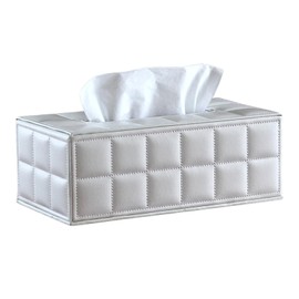 Charmoon Tissue Case, Whole Box, Leather, Lightweight, Durable, Waterproof, Simple, Nordic, Stylish, Elegant, Tabletop (White)