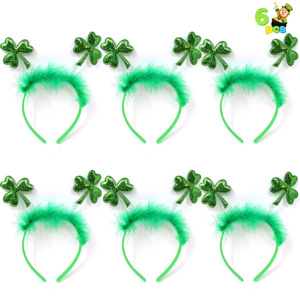 JOYIN 6 Pack St. Patrick's Day Green Shamrock Clover Headbands/Top Hat Saint Patrick's Costume Accessories St Patricks Party Favors Decorations