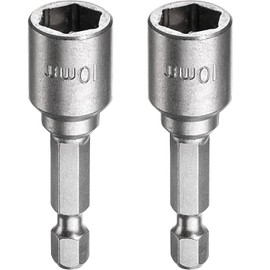 (Pack of 2) 25/64" (10 mm) Magnetic Socket Hex Drill Bit Adapter Hex Socket for Drill or Cordless Screwdriver Chrome Vanadium Steel
