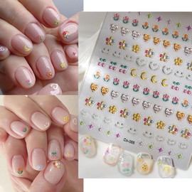 New 5D Embossed Nail Stickers, Self-Adhesive Nail Art Decals, Fashionable 3D Jelly Texture Nail Designs for Women, Cute Translucent Color Nail Art Accessories