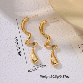 FDEETY Irregular Line Drop Earrings Jewellery Light Small Sleep Simple Sweet Hypoallergenic for Women and Girls Birthday Gifts, Metallic