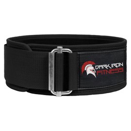 Dark Iron Fitness Self-Locking Weight Lifting Belt for Powerlifting, Gym, CrossFit - Premium Nylon with Adjustable Metal Buckle - Black, [X-Small]