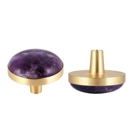 Rockcloud Pack of 2 Natural Crystal Stone Drawer Knobs Pull Handle Cupboard Dresser Door Pull with Screws Home Decorative Furniture Hardware, Amethyst (1.45 inches)