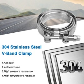 3 Inch V Band Clamp,Heavy Duty Turbocharger Exhaust Clamp,304 Stainless Steel V-Band Clamp with Male and Female Flange Kit for Turbo Exhaust,Downpipe,Exhaust System