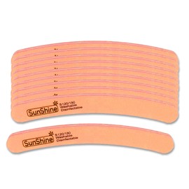PROFICO Pack of 10 Professional Nail Buffer Buffer Curved 120/180 Double-Sided Buffer Nail File Emery Boards Fine Grit for Natural Nails Gel Nails Nail File Manicure & Pedicure (Orange)