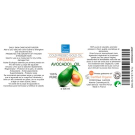 Bio Oil Pure Avocado Oil - 100% Ecological, Vegetable Natural Oil - Cold-Pressed Oil for Hair, Skin, Face, Massage - Organic & Ecological Avocado Oil - Avocado Oil - 500 ml