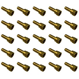 EDGE INDUSTRIAL 3/8" Hose ID to 3/8" 37° JIC Female Flare Brass Crimped Swivel Connector Fuel/AIR/Water/Oil/Gas/WOG (Qty 25)