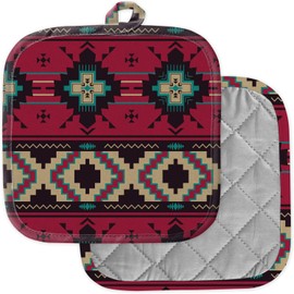 [Pack of 2] Pot Holders for Kitchen, Washable Heat Resistant Pot Holders, Hot Pads, Trivet for Cooking and Baking (Ethnic Native Southwest)