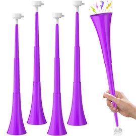 4 Packs Collapsible Stadium Horn 24 Inch Vuvuzela Plastic Trumpet Blow Horns Noise makers for Sporting Events School Sports Football Games Party Supplies Favors Accessories