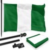G128-6 Feet Spinning Flagpole (Black) Nigeria 150D Flag Brass Grommets