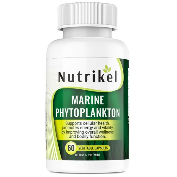 Marine Phytoplankton Plant Based Omega 3 Supplement Capsules 1,000 mg - Promotes Energy, Focus, and Cellular Energy - 60 Vegetable Capsules