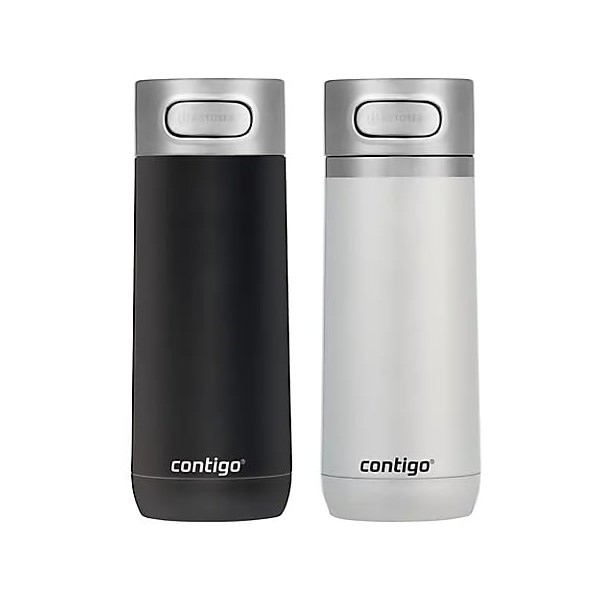 Contigo Luxe Vacuum Insulated Stainless Steel Travel Mug, 14 oz Each 2 Pack Licorice and Frosted Pearl