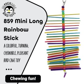 859 Mini Long Rainbow Stick Bird Toy Colorful Foraging & Chew Toy for Parakeets, Cockatiels, Conures Fun Bird Cage Accessory for Small to Medium Birds Vibrant Wooden Parrot Toy for Budgies & Lovebirds