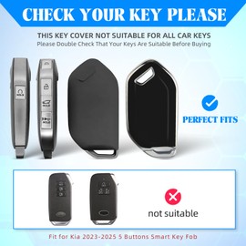 QBUC for KIA Key Fob Cover with keychian,TPU Protection Key Case Compatible with Telluride 2023 2024 2025 EV5 Sorento K4 K5 GT-Line Remote Smart Key Fob Protector (Black)