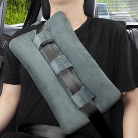 Seat Belt Pillow for Mastectomy Post Surgery, Heart Pillows for After Heart Surgery Recovery, Chest Port Pacemaker Pillow for Chemo Patients Seatbelt, Gifts for Women After Hysterectomy (Gray)