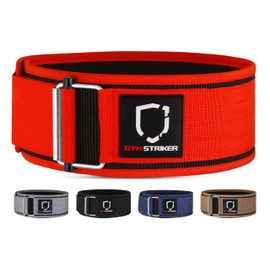 Gym Striker® Weight Lifting Belt Premium Self-Locking Gym Belts weightlifting belt Adjustable Back Lumbar Support Fitness Belt Athlete preferred Powerlifting Deadlift CrossFit [Red,