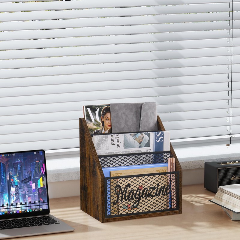 YINMIT Magazine Holder, Stepped 3 Tier Magazine Rack Floor, Magazine