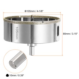 HARFINGTON Diamond Drill Bit Hole Saw 4-1/8"(105mm) Tile Core Cutting Drilling Tool with Center Guiding Drill Bit for Glass Ceramic Marble Porcelain Tile Quartz Gemstone Aquariums