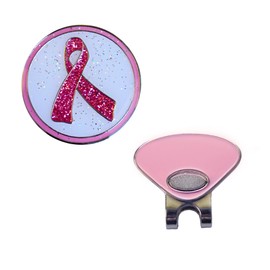 Navika Sparkled Pink Ribbon Golf Ball Marker & Clip