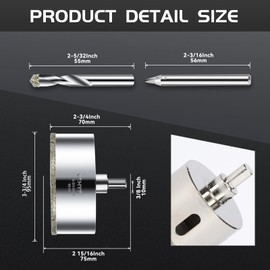 3-3/4inch | 95mm Diamond Hole Saw with Center Drill bit and Diamond-Coated Center Drill bit for Ceramic Glass Marble Fiberglass Granite and Porcelain Tiles by CENYB