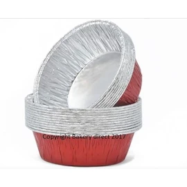 Bakery Direct 50 Round Aluminium foil Pie foils/Dishes in 4 Colours! (Red/Silver)