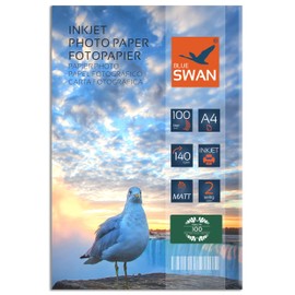 BLUE SWAN A4 Matte Inkjet Photo Paper,100 Sheets,140 g/m², Double-Sided, High Color Brilliance, Low Reflection, Instant Dry, Inkjet Printer Compatible