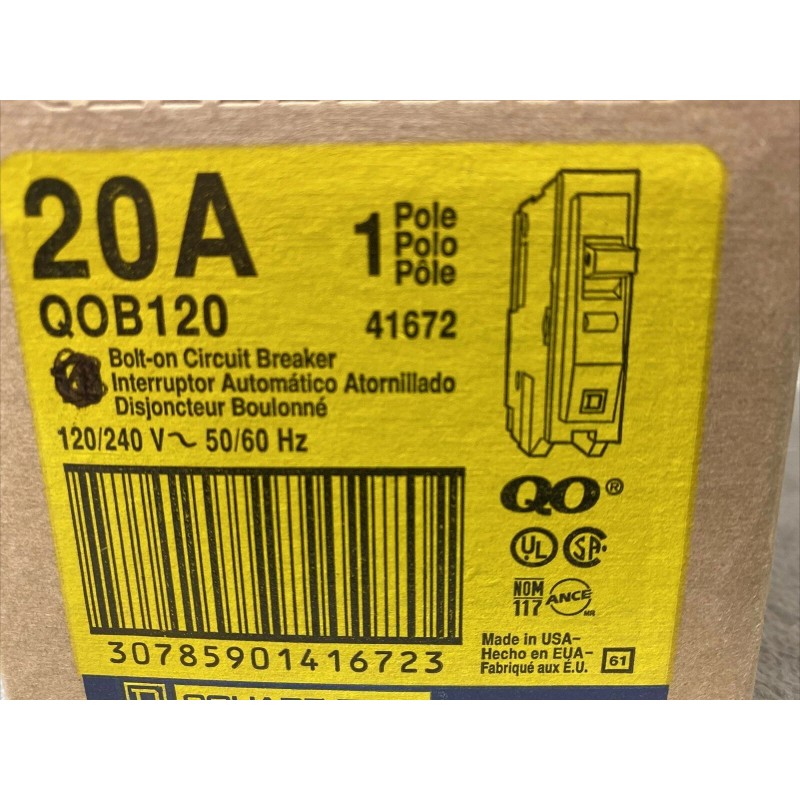 Square D QOB120 SQUARE D BOLT-ON CIRCUIT BREAKER 20 AMP