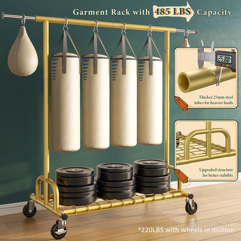 Raybee Heavy Duty Clothes Rack, Gold Clothing Racks for Hanging