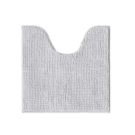 Decomira Bath Mat Non-Slip Toilet Mat with Cut-Out, Can be Combined as a Bath Mat Set, Bathroom Rug Bath Mat Washable Made of Chenille, For Freestanding Toilets, Grey, 45 x 45 cm