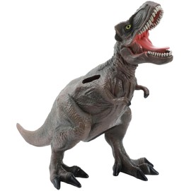 MASSJOY Resin Brown Dinosaur T-Rex Piggy Bank, Boy Birthday Present.