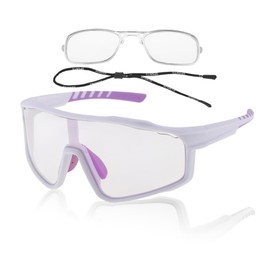 X AUTOHAUX 1Set Motorcycle Riding Goggles Tri-Acetyl Cellulos PC UV400 Outdoor Sports Sunglasses for Motocross Dirt Bike ATV Light Purple Lens White Purple Frame