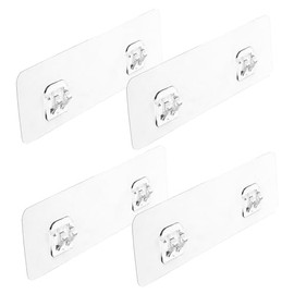 ZUSHALLMY 4 Pack Adhesive Hooks, Strong Stickiness Transparent Larger Adhesive for Kitchen Bathroom, 7.28 x2.3inch