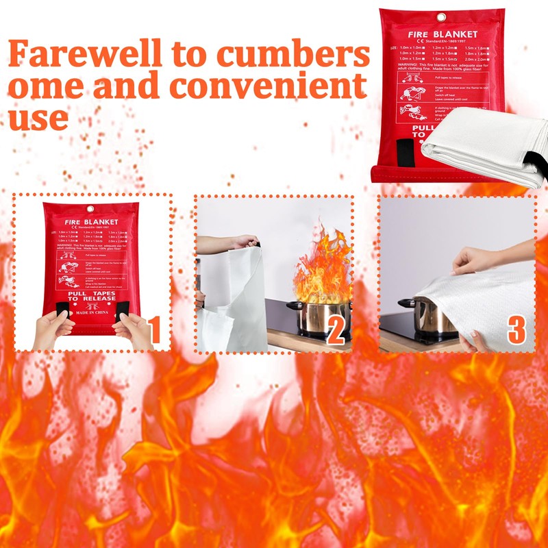 Emergency Fire Blanket, 1.5 x 1.5 m Fire Blanket for