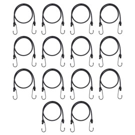 PATIKIL 28 Inch Bungee Cord with Hooks, 14 Pack 2ft Heavy Bungee Straps Outdoor Strapping Bungee Tape Rope with Dual Hooks for Camping Tents Trucks Boats, Black