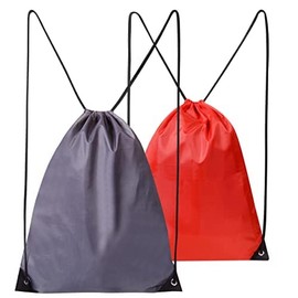 WESTWOOD FOX Drawstring Gym Bag String Bags Gym Sack Backpack PE Bags for Women Men Trainer Swimming Bag Travel Beach School Holidays Suitable for Sports,kids,Boys,Girls (Red Grey, 2 pcs)