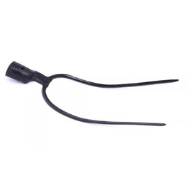 2-Prong Hay Fork with Solid Socket, 30 cm Head Width, 40 cm Length, Black Steel