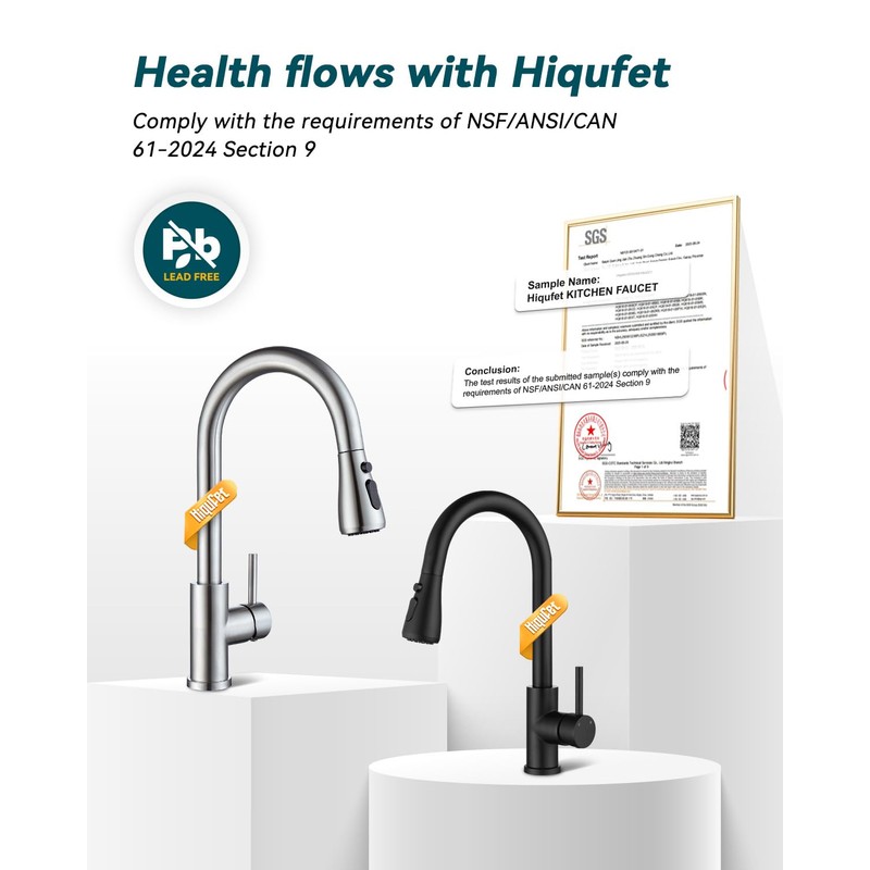 Hiqufet Black Kitchen Faucet with Pull Down Sprayer, Rv Kitchen
