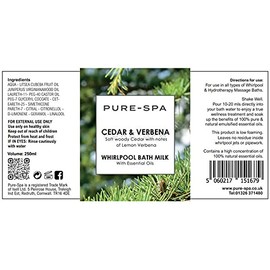 Pure-Spa Whirlpool Bath Milk with Cedar and Verbena Essential Oils 250ml