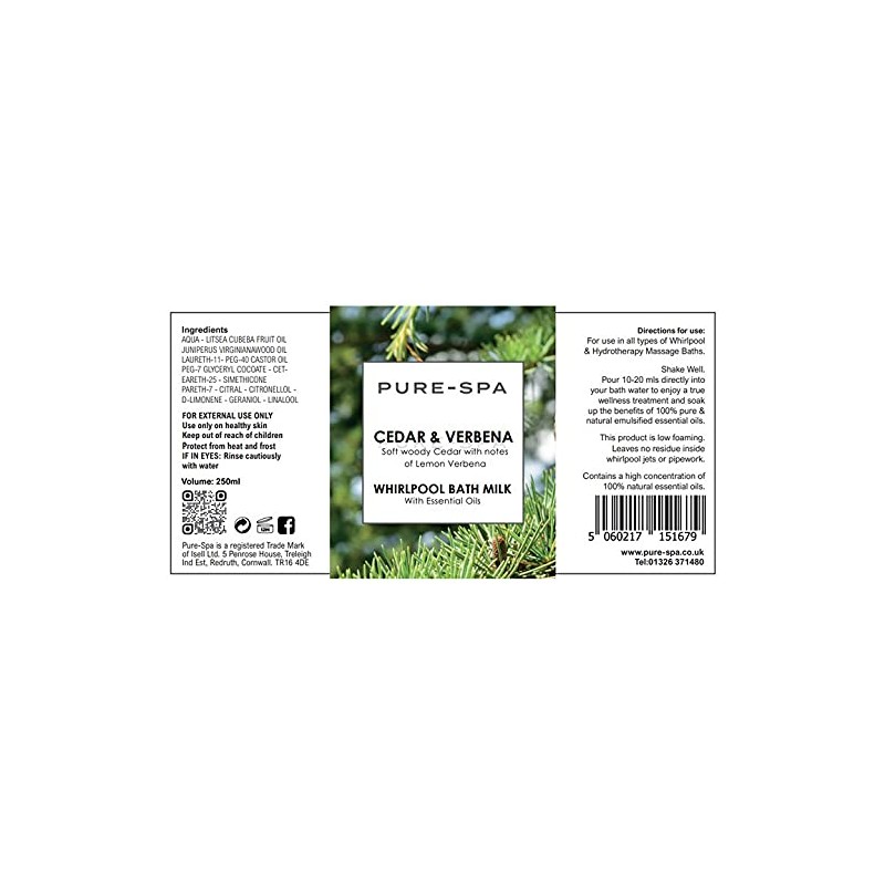 Pure-Spa Whirlpool Bath Milk with Cedar and Verbena Essential Oils