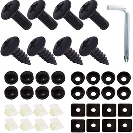 QODOLSI 8 Sets Rustproof License Plate Screws Kit, Anti-Vibration Anti-Theft Car License Bolts, Self Tapping Mounting Fasteners, Universal for Auto Front and Rear License Plate Frame Cover (Black)