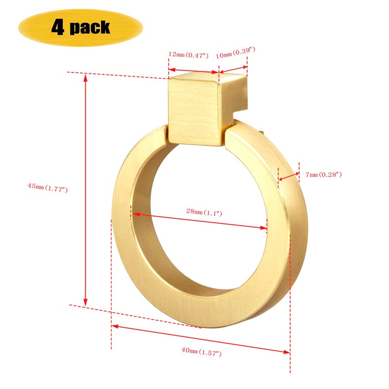 IAFVKAI 4 Pack Cabinet Knobs Zinc Alloy Drawer Pull Ring