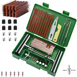 ADILIKADII Kit de Reparación de Neumáticos de 58PZS, Reparación de Pinchazos de Neumáticos Planos con Tapones, Kit de Parches Profesional para Hogar Coche Automóvil Motocicleta Camión Tractor RV SUV