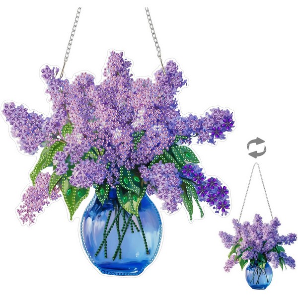 Hanging Diamond Window Art Kit, Vase Flower Diamonds Painting Kits
