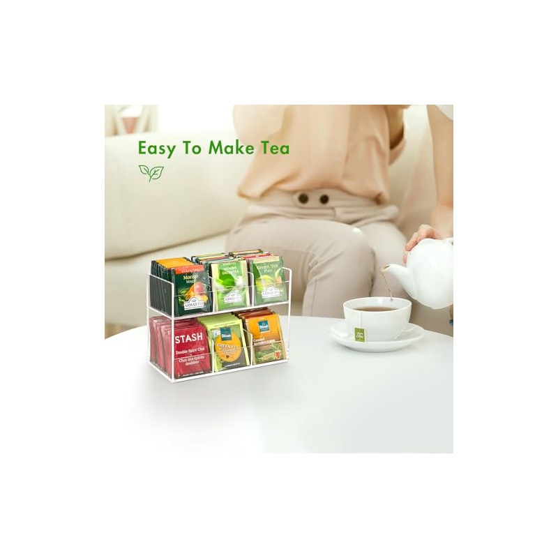BEYGORM Acrylic Tea Bag Organizer for Tea Packets, No Assembly