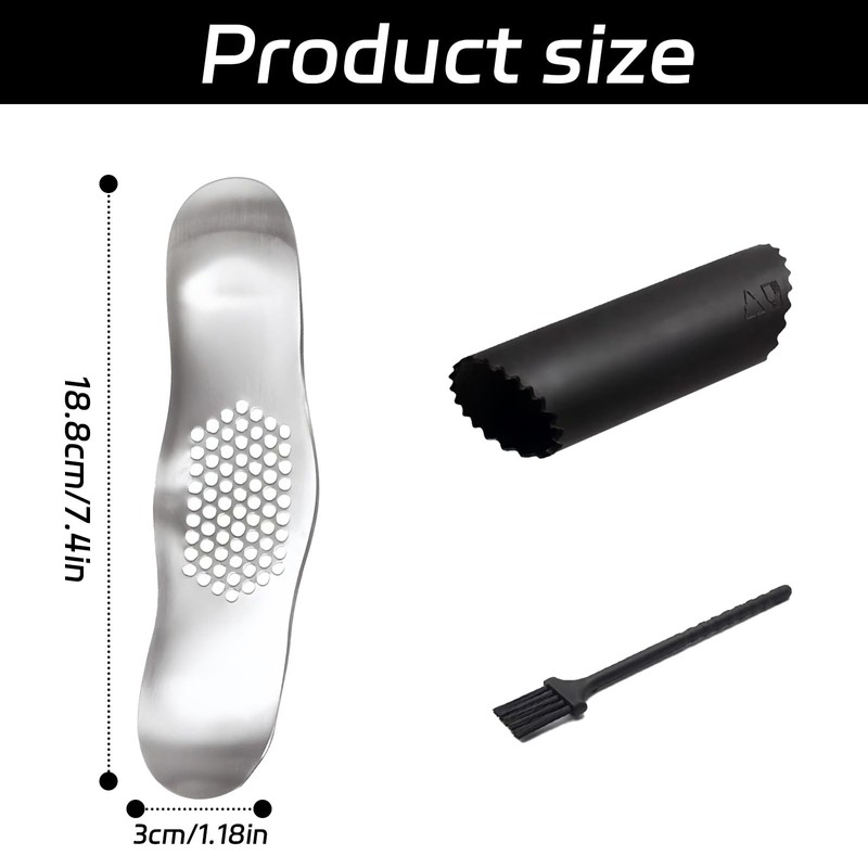 3pcs Set Garlic Crusher Garlic Press Dishwasher Safe, Stainless Steel