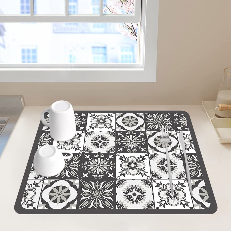Avvrel Draining Mat, Super Absorbent Dish Drying Mat, Quick Dry