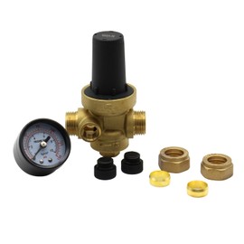 Inta PRVG15 Pressure Reducing Valve with Gauge, 15mm Brass, Water Pressure Control (Single)